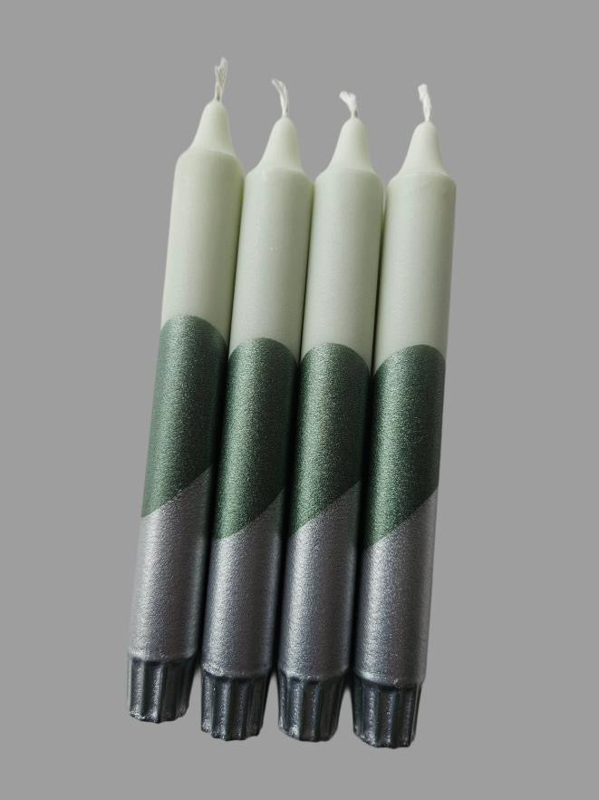 Pale and Dark Green with Silver 4 pk