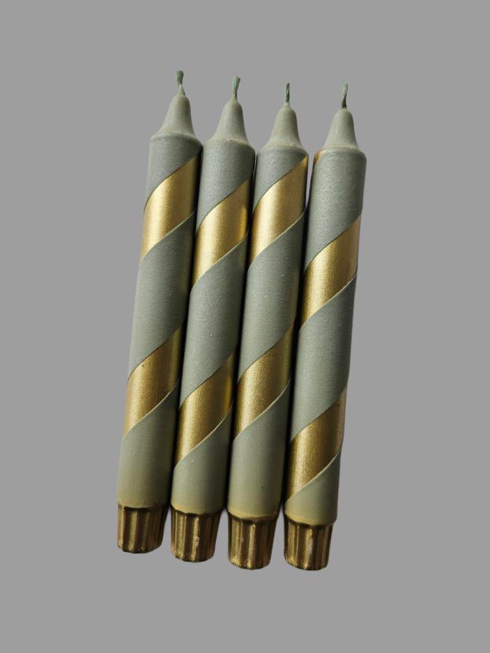 Gold and Pale Green Polka 4 pk