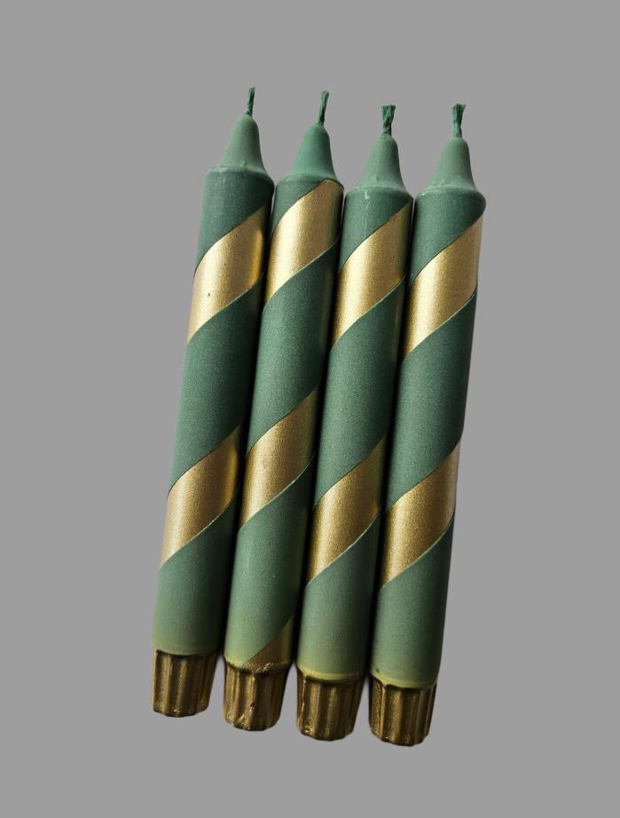 Gold and Green Polka 4 pk